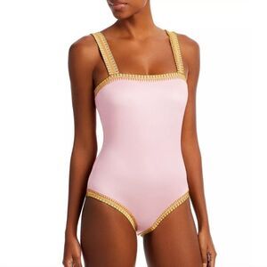Platinum inspired by Solange FerrariniBuy Crochet Trim One Piece Swimsuit NWT